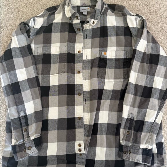 Carhartt Checkered Flannel Shirt in Black and White size XXL - Picture 1 of 1